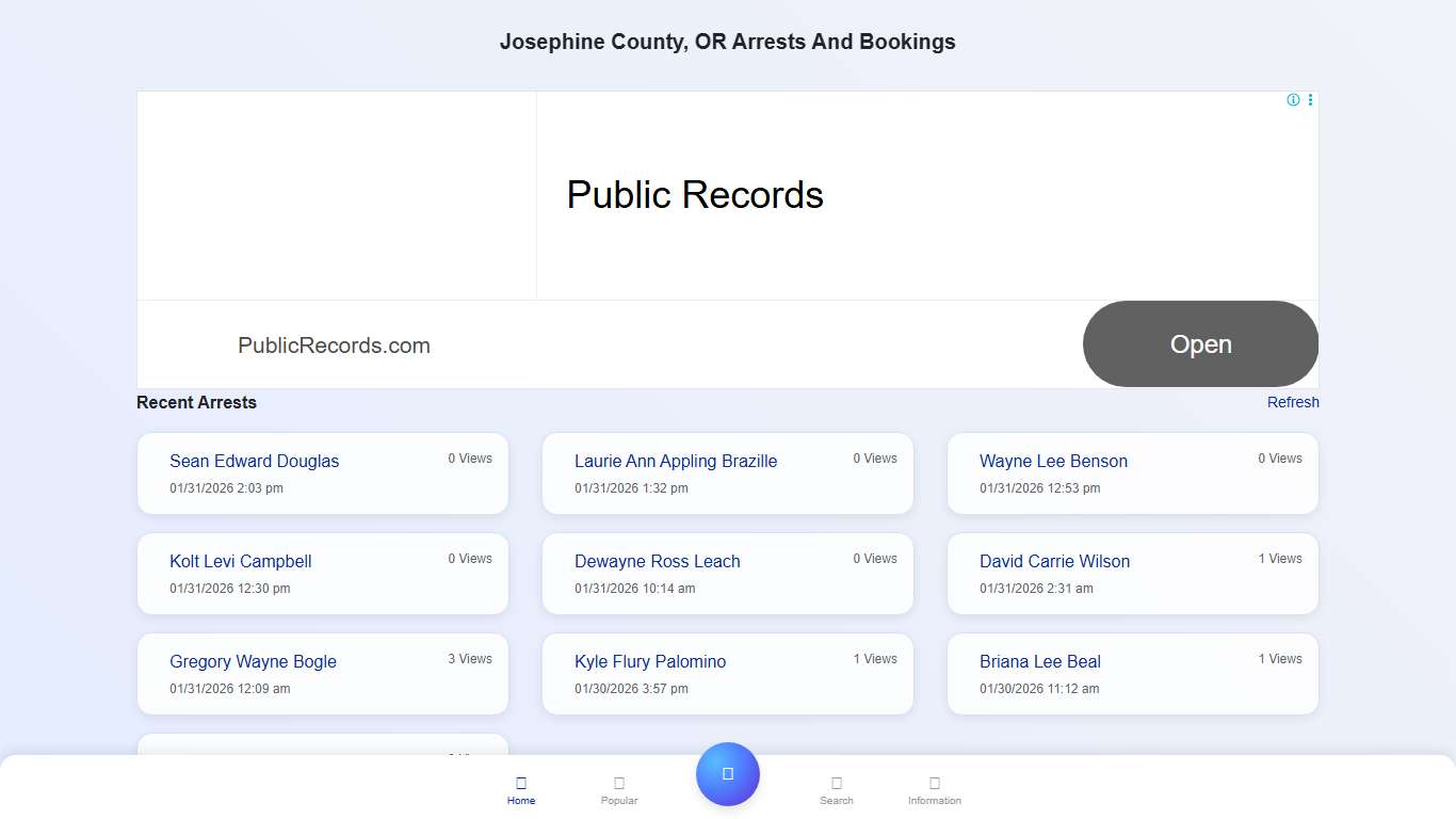 Josephine County, OR Arrests And Bookings Public Jail Records